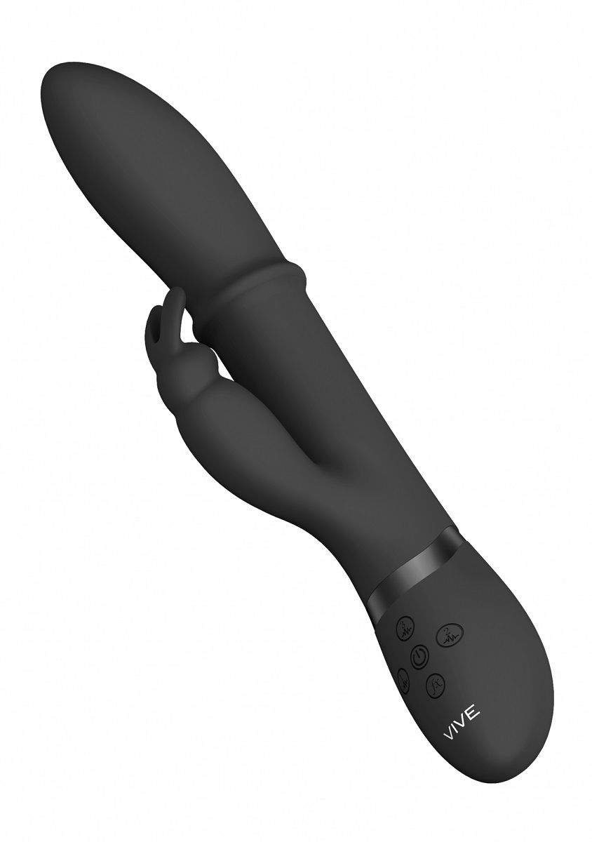 Черный вибратор-кролик Halo со стимулирующим кольцом - 24,5 см.